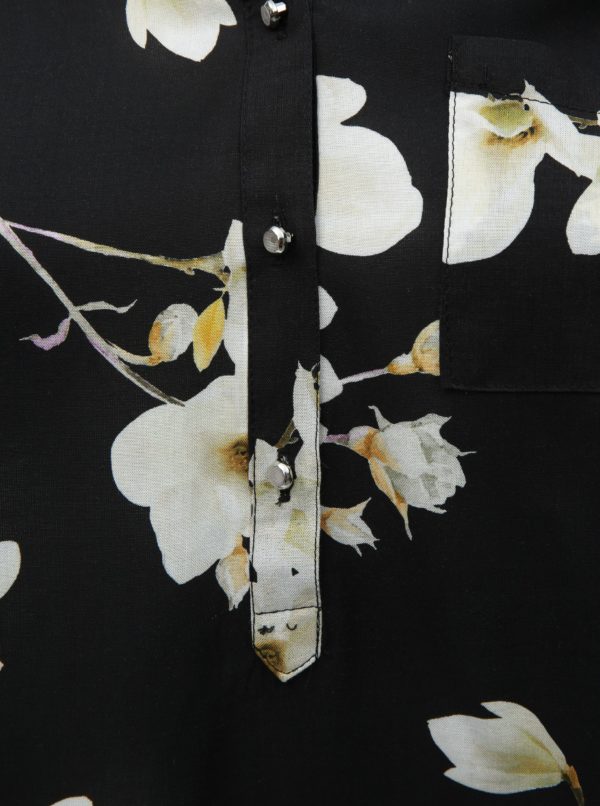 Čierna kvetovaná blúzka s 3/4 rukávmi Dorothy Perkins Curve