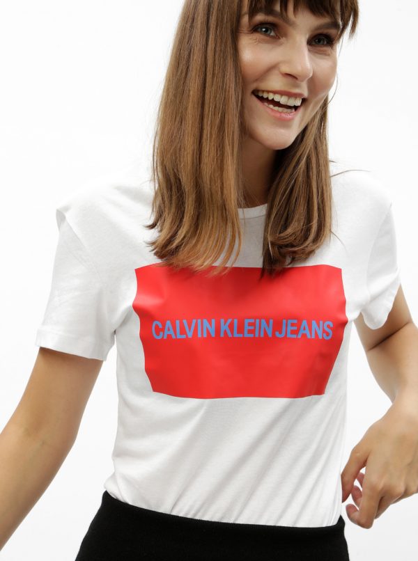 Biele dámske tričko s potlačou Calvin Klein Jeans