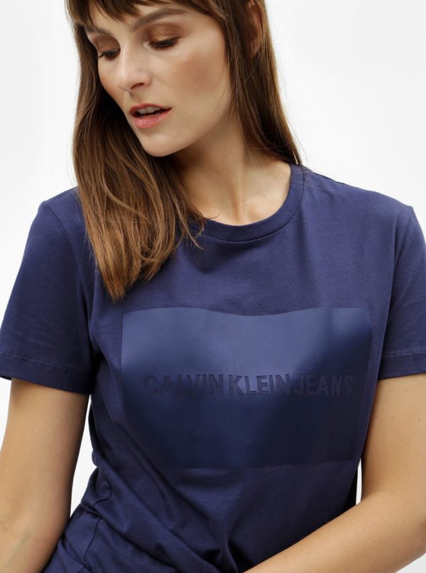 Modré dámske tričko s potlačou Calvin Klein Jeans