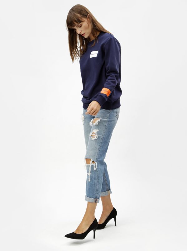 Tmavomodrá dámska mikina s potlačou Calvin Klein Jeans