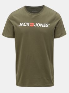 Kaki tričko s potlačou Jack & Jones
