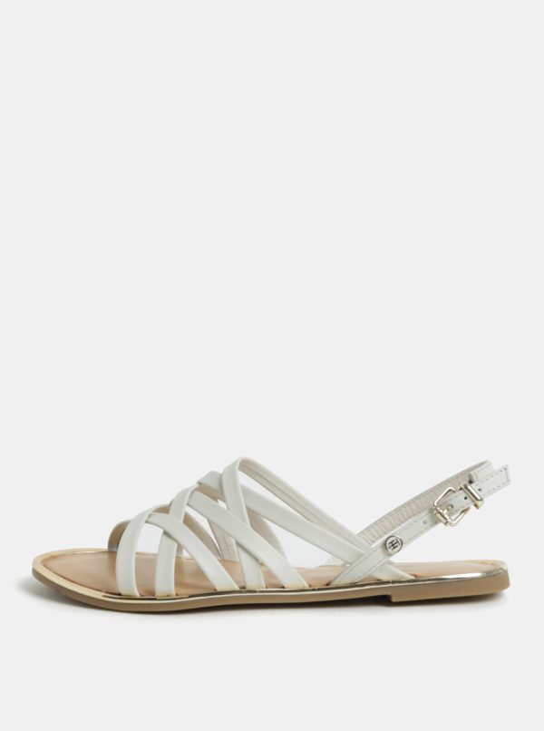 Biele dámske kožené sandále Tommy Hilfiger