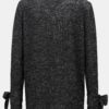 Čierny melírovaný tenký sveter s mašľou na rukávoch Noisy May