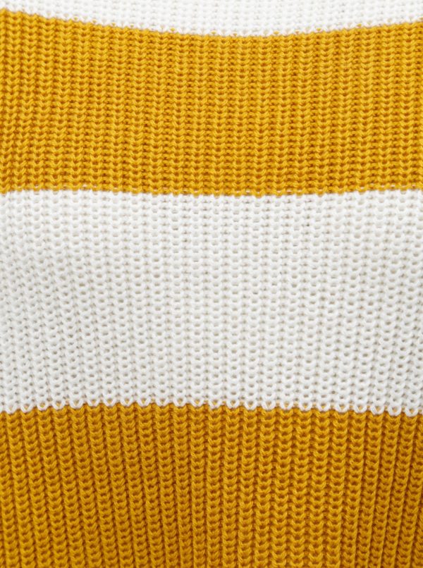 Horčicovo-biely pruhovaný sveter ONLY Campos
