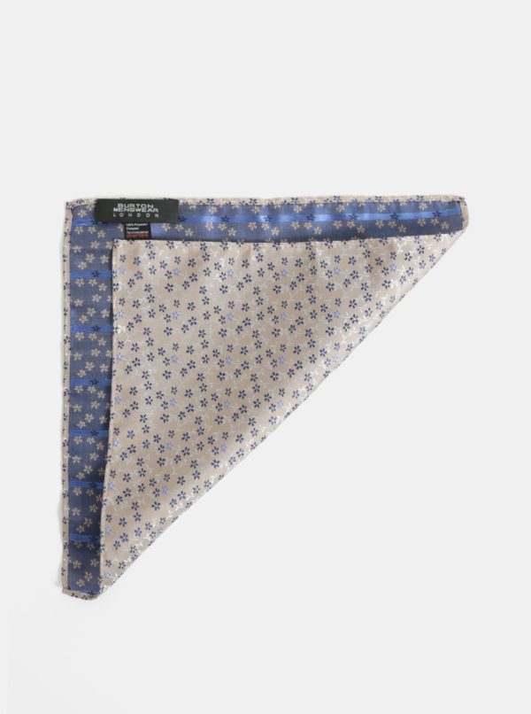 Béžová vzorovaná slim kravata s vreckovkou do klopy saka  Burton Menswear London