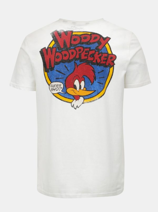 Biele tričko s potlačou na chrbte ONLY & SONS Woodpecker