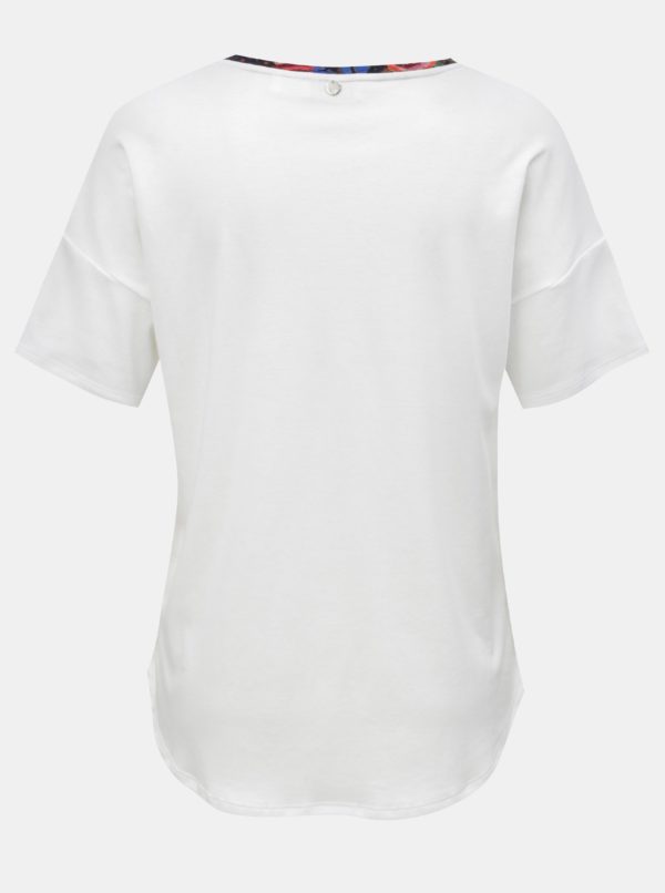Biele voľné tričko s potlačou a kamienkami Rich & Royal