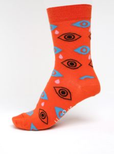Oranžové dámske vzorované ponožky Happy Socks Cry Baby