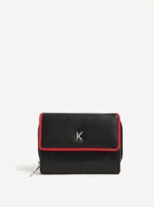 Čierna dámska kožená peňaženka s červeným lemom KARA