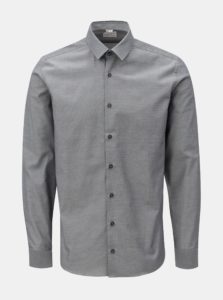 Sivá pánska košeľa so záplatami na lakťoch VAVI