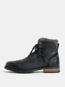 Čierne kožené členkové topánky Burton Menswear London