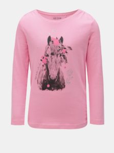 Ružové dievčenské tričko s potlačou koňa Blue Seven