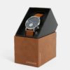 Unisex hodinky v striebornej farbe s hnedým koženým remienkom Komono Winston Subs