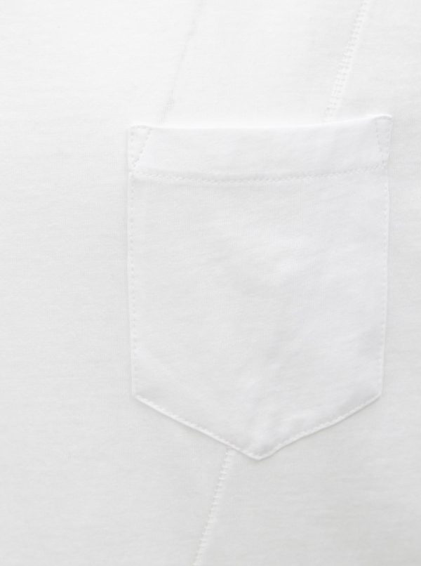 Biele prešívané basic tričko s náprsným vreckom Shine Original