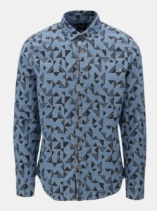 Modrá vzorovaná rifľová slim fit košeľa ONLY & SONS