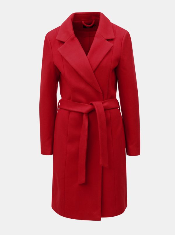 Červený kabát na zaväzovanie ONLY
