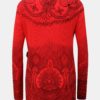 Červený vzorovaný sveter s prekladaným výstrihom Desigual Lisboa