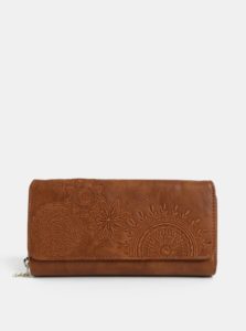 Hnedá koženková prešívaná peňaženka Desigual Amber