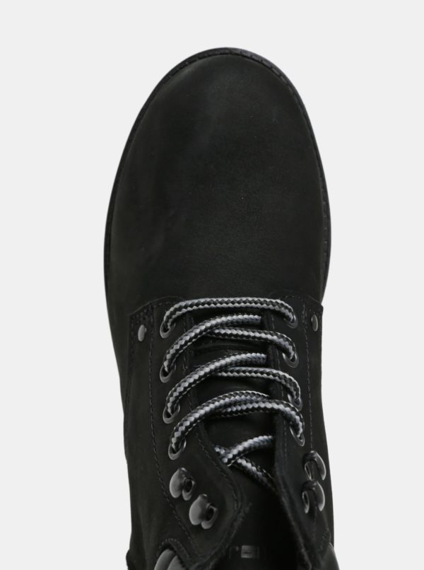 Čierne pánske kožené členkové topánky Jack & Jones Stoke