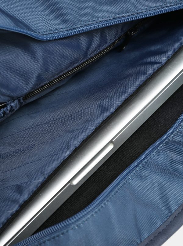 Bielo-modrá pruhovaná kabelka s vreckom na notebook Meatfly Kuna