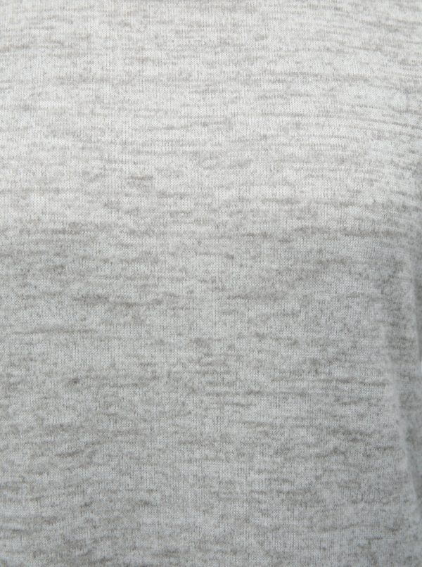 Sivý melírovaný sveter s čipkovými detailmi a stojačikom VERO MODA Penny