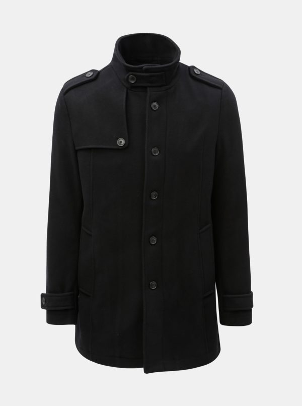 Čierny vlnený kabát Selected Homme Cevent