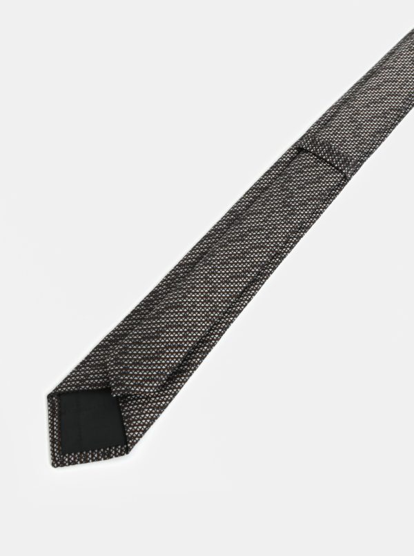 Hnedo-sivá vzorovaná slim kravata Selected Homme Valdemar
