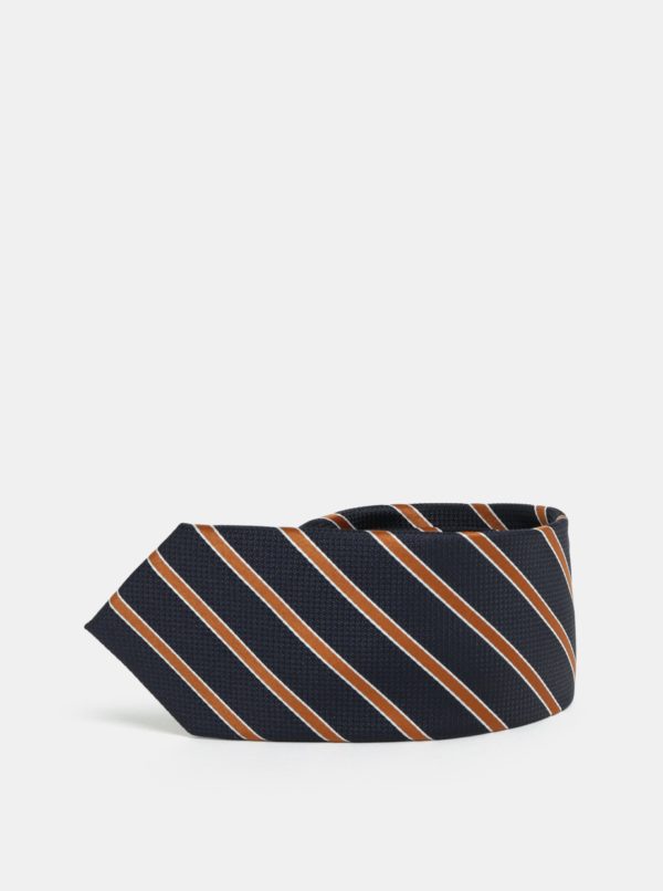 Oranžovo-modrá pruhovaná slim kravata Selected Homme Valdemar