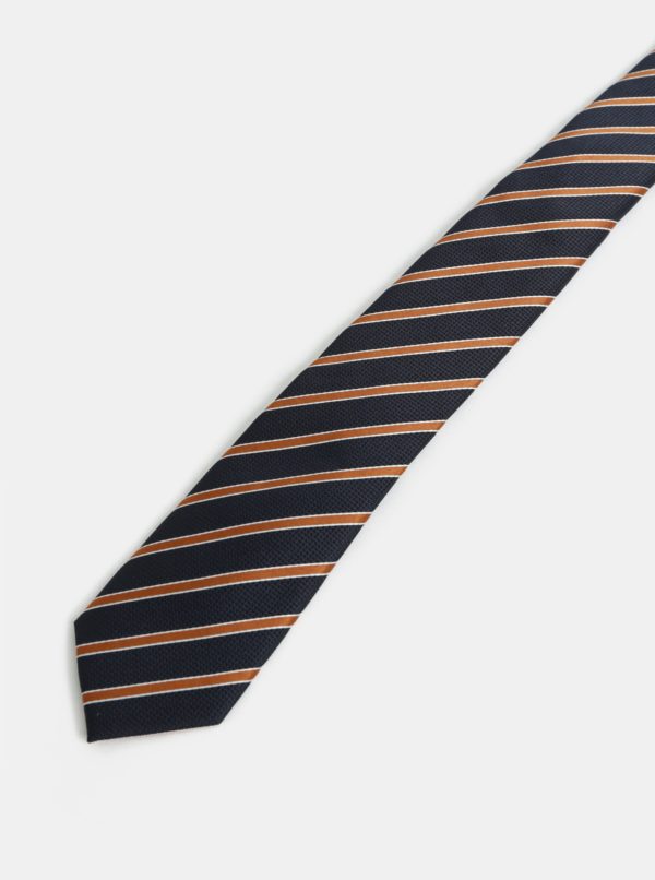 Oranžovo-modrá pruhovaná slim kravata Selected Homme Valdemar
