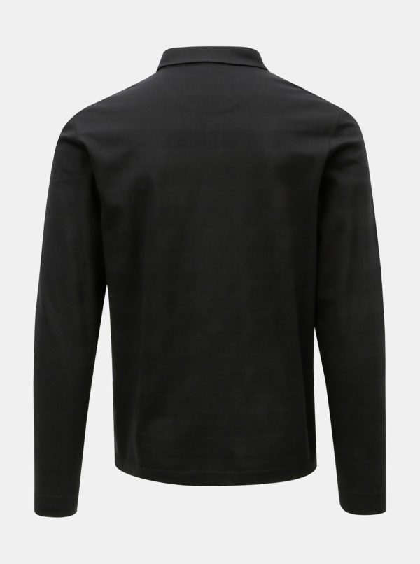 Čierne pruhované polo tričko s dlhým rukávom Farah Stapleton