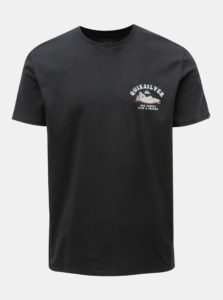 Čierne pánske regular fit tričko s potlačou na chrbte Quiksilver