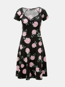 Čierne kvetované šaty s krátkym rukávom Dorothy Perkins Tall