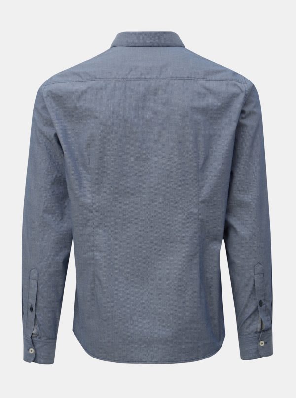 Modrá pánska vzorovaná slim fit košeľa s.Oliver
