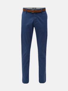 Modré pánske slim fit straight chino nohavice s opaskom s.Oliver