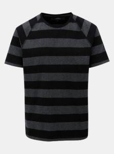 Čierno-sivé pruhované tričko s krátkym rukávom Makia Keel