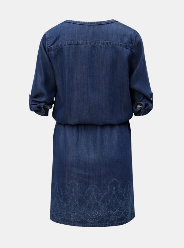 Modré rifľové šaty s 3/4 rukávom s.Oliver