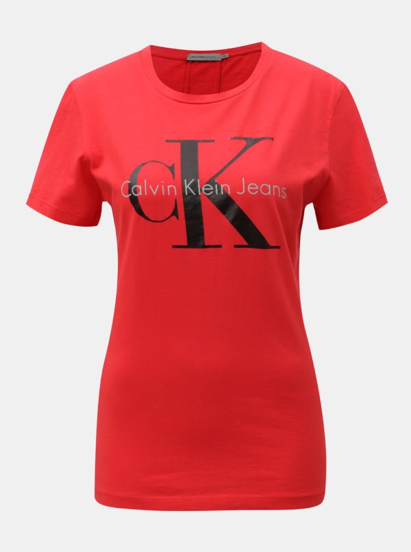 Červené dámske tričko s potlačou Calvin Klein Jeans
