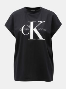 Čierne dámske oversize tričko s potlačou Calvin Klein Jeans