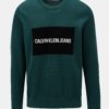 Tmavozelený pánsky sveter s prímesou vlny Calvin Klein Jeans