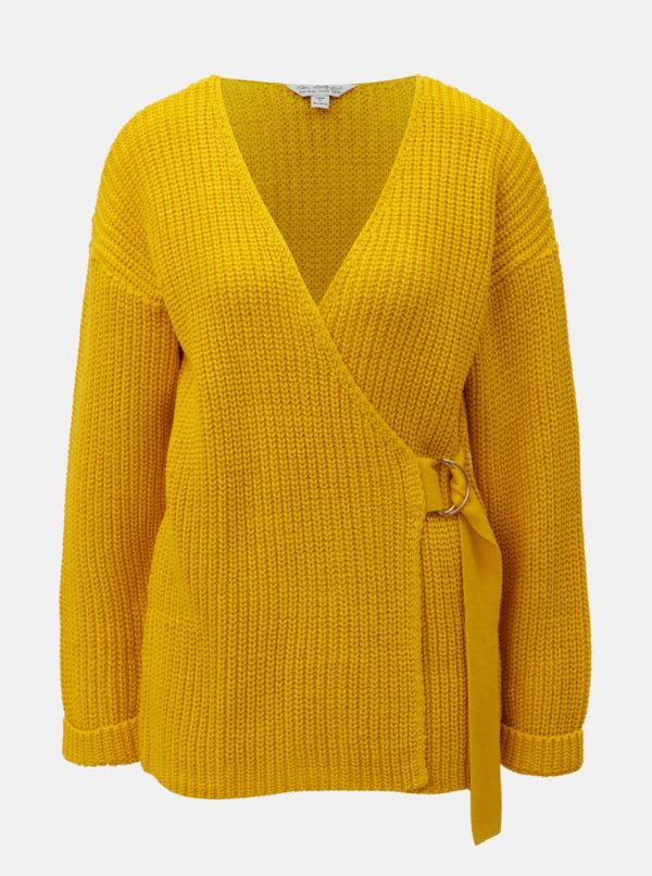 Žltý sveter s prekladaným predným dielom Miss Selfridge