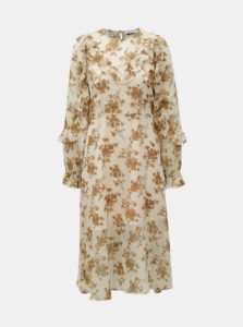 Béžové kvetované šaty so spodničkou 2v1 ELVI