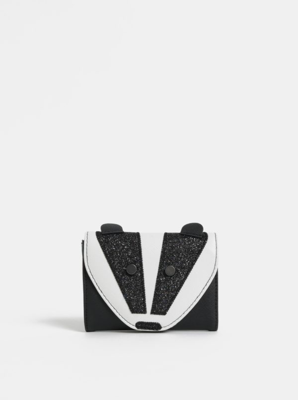 Bielo–čierna dievčenská peňaženka v tvare jazveca s ligotavými detailmi Cath Kidston