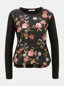 Čierne dámske kvetované tričko s dlhým rukávom Garcia Jeans