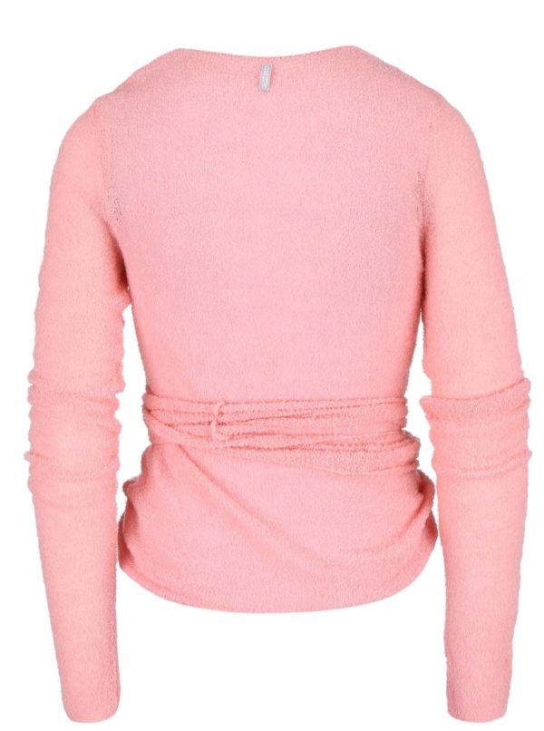 Ružový zavinovací sveter DEHA