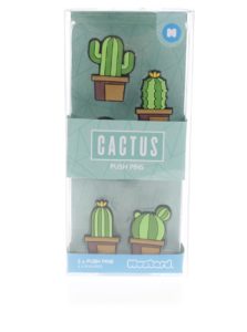 Súprava piatich zelených pripináčikov v tvare kaktusu Mustard