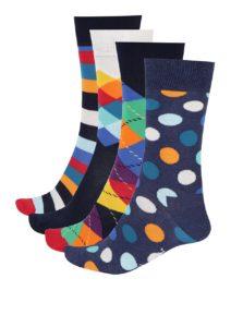 Súprava štyroch párov pánskych vzorovaných ponožiek Happy Socks Mix