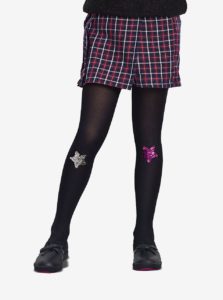 Čierne dievčenské pančucháče s hviezdami Penti Glow 40 DEN