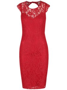 Červené čipkové puzdrové šaty AX Paris