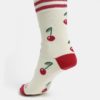 Krémové unisex vzorované ponožky Fusakle Čerešne
