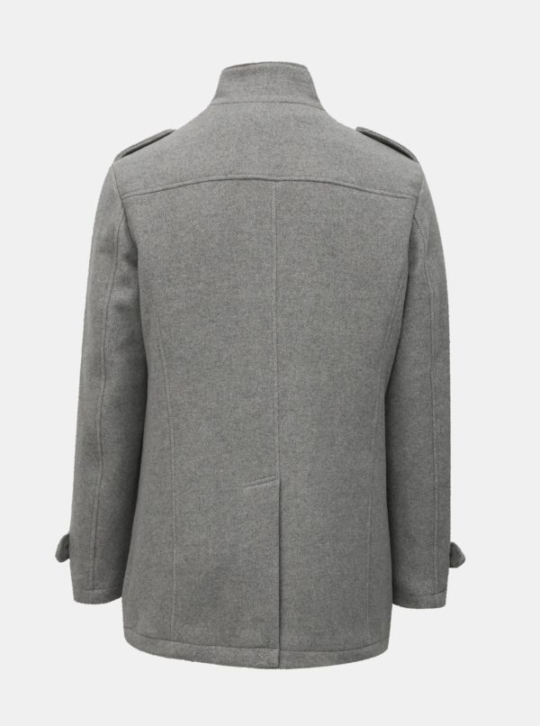 Sivý melírovaný vlnený kabát s gombíkmi Selected Homme Covent